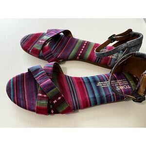TOMS Women's CORREA Ankle Strap Striped Sandals Multicolor Size 7 W US #301213